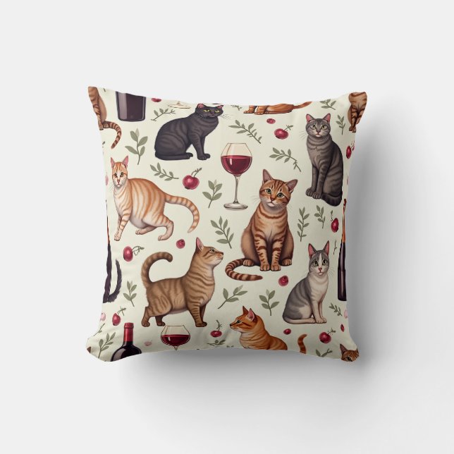 vin et chats coussin coussin (Recto)
