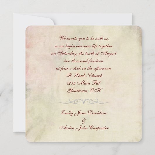 Vin et faire-part de mariage Rose (Dos)