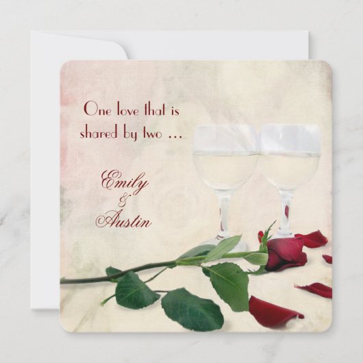 Vin et faire-part de mariage Rose (Devant)