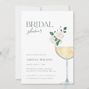 Vin et fleurs minimaliste nuptiale invitation