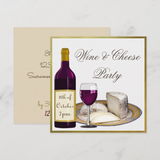 VIN ET FROMAGE INVITATION CAMMEMBERA CHEESE (Devant / Derrière)