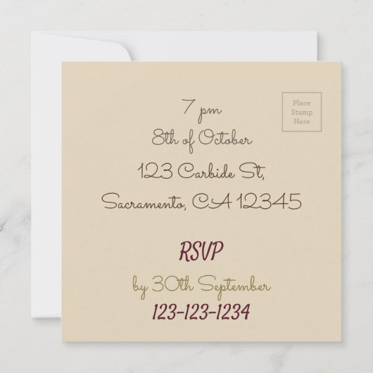 VIN ET FROMAGE INVITATION CAMMEMBERA CHEESE (Dos)