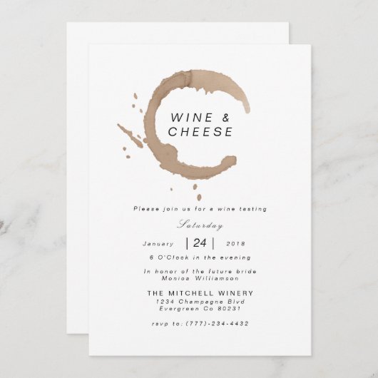 Vin et fromage sophistiqués | INVITATION (Devant / Derrière)
