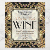 Vin Étiquette Art Déco Noir Or Motif géométrique (Étiquettes simples)
