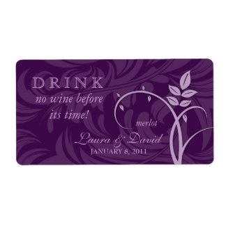 Vin Étiquette Feuilles Tourbillons violet