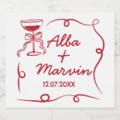 Vin Étiquette main dessinée Bow (Étiquettes simples)