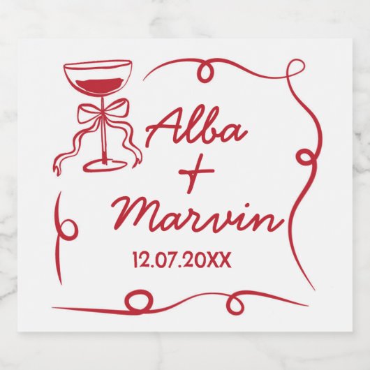 Vin Étiquette main dessinée Bow (Étiquettes simples)