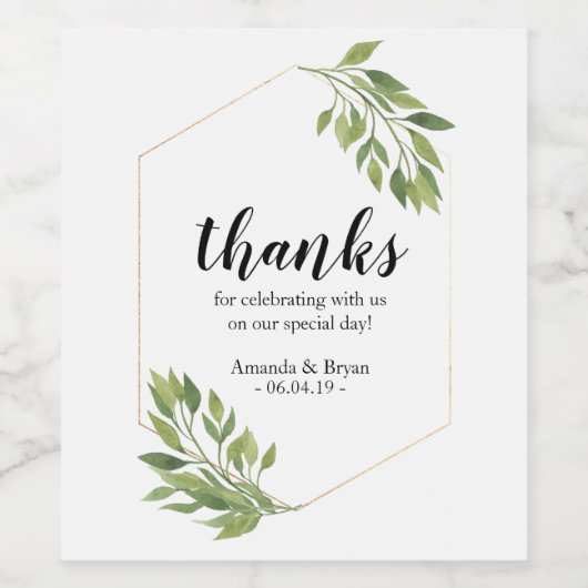 Vin étiquette mariage faveur idée verdure (Étiquettes simples)