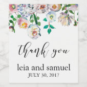 Vin Étiquette Mariage Faveurs Merci Pastel Fleurs (Étiquettes simples)