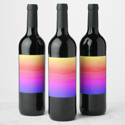 Vin Étiquette Pink Beach Sunset Ocean Waves (Bouteilles)