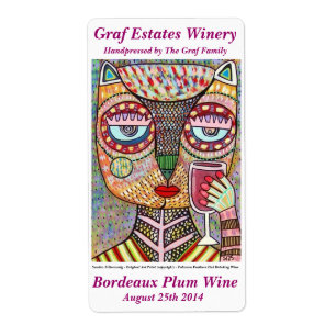 Vin Étiquette Plumes juives Hibou Boire Vin rouge