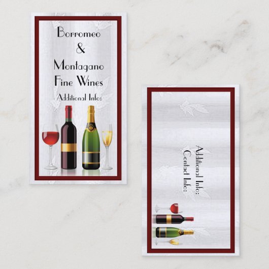 Vin fin Carte de visite blanc 2 (Devant / Derrière)