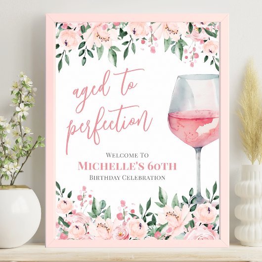 Vin Floral Anniversaire Affiche de bienvenue de fê
