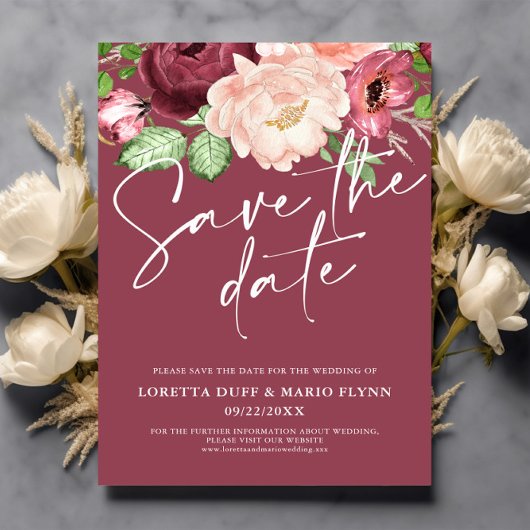 Vin floral Enregistrer la date Invitation