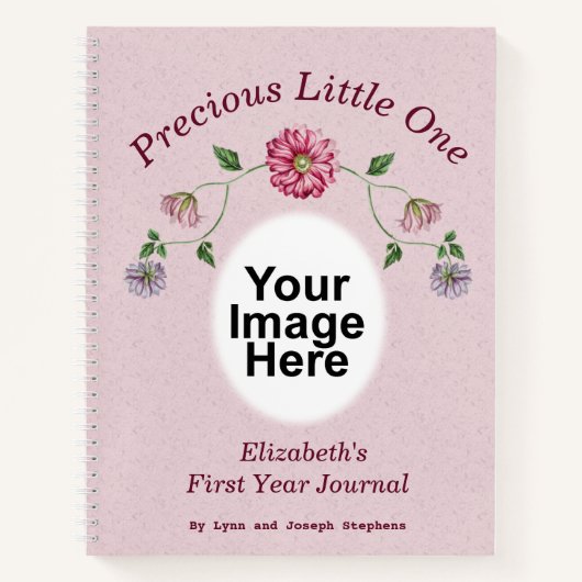 Vin floral rose et pourpre Journal pour bébé (Devant)