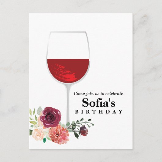 vin floral verre anniversaire Carte postale (Devant)