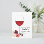 vin floral verre anniversaire Carte postale (Debout devant)