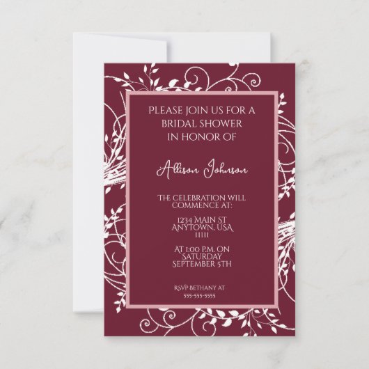 Vin Flourissant Nuptiale Douche Invitation (Devant)
