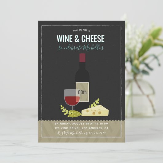 Vin & Fromage Anniversaire Fête Invitation (Debout devant)