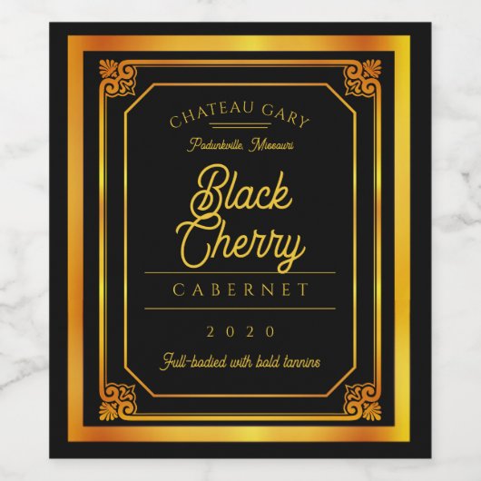 Vin maison en or noir étiquette de vin personnalis (Étiquettes simples)