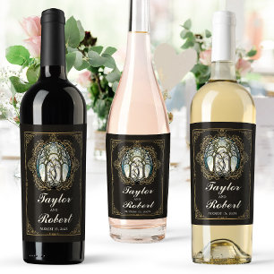 Vin mariage Étiquette Art Nouveau Verre de rideau