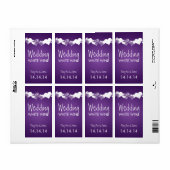 Vin mariage Étiquette Coeurs Grunge Purple (Feuille entière)
