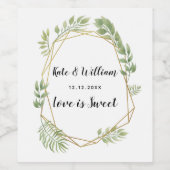 Vin mariage étiquette feuillage verdure feuille cr (Étiquettes simples)