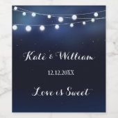 Vin mariage étiquette marine chaîne de lumières (Étiquettes simples)