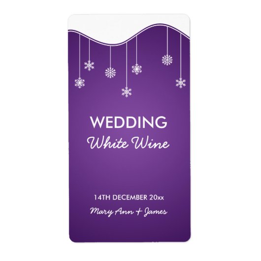 Vin mariage Étiquette Snowflake Décoration violet (Devant)