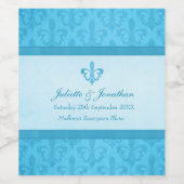 Vin mariage personnalisé étiquette fleur de lis bl (Étiquettes simples)