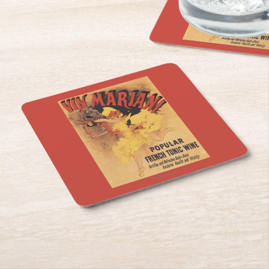 Vin Mariani Dancing Girl Pesting Wine Vierkante Kartonnen Onderzetter (Schuin)
