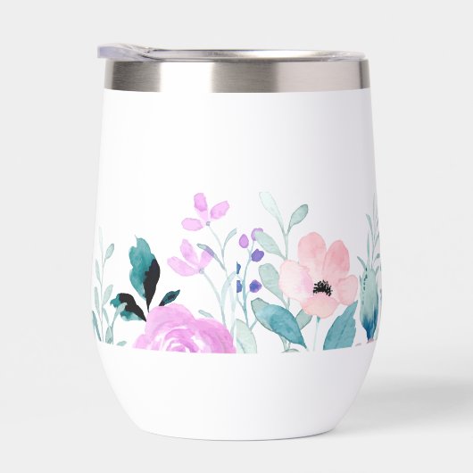 Vin monogramme floral d'aquarelle (Droite)