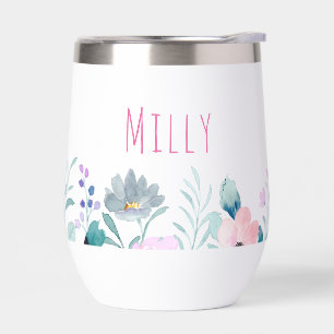 Vin monogramme floral d'aquarelle