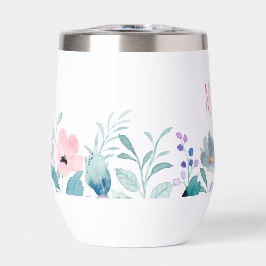 Vin monogramme floral d'aquarelle (Avant)