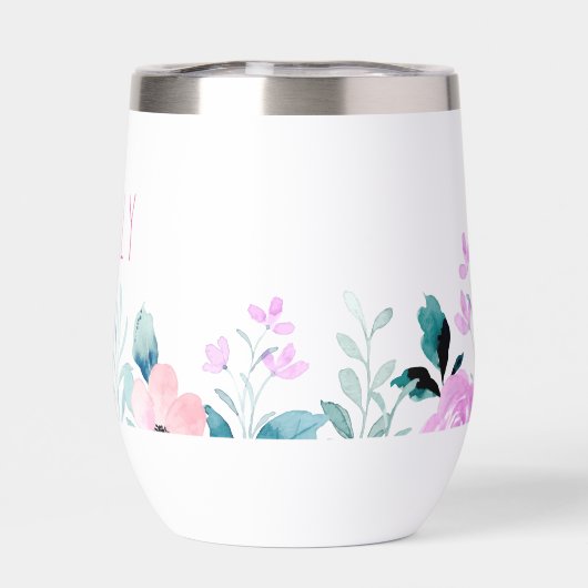 Vin monogramme floral d'aquarelle (Arrière)