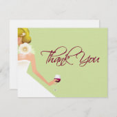 Vin nuptiale de carte de remerciements plat vert (Devant / Derrière)