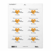 Vin ou bouteille d'eau de coeur orange étiquettes  (Feuille entière)