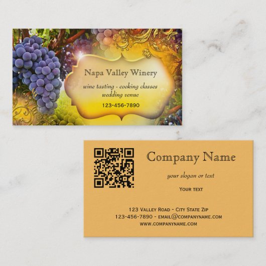 Vin ou vignoble QR Code Carte de visite (Devant / Derrière)
