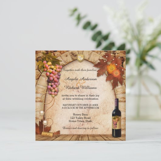 Vin ou vignoble rustique Faire-part de mariage à t (Debout devant)