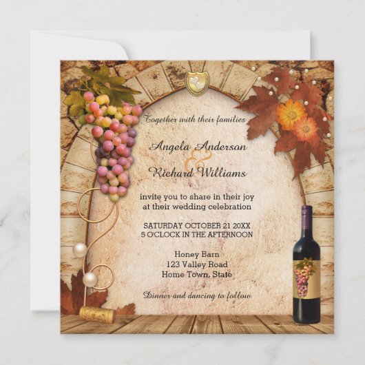 Vin ou vignoble rustique Faire-part de mariage à t (Devant)