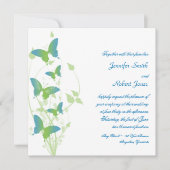 Vin papillon bleu et vert Faire-part de mariage (Devant)