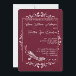 Vin Peacock Faire-part de mariage florissante<br><div class="desc">Invités Invitations à votre prochain mariage avec une Faire-part de mariage de Wine Peacock Flourish. Le design de l'invitation présente un élégant paon orné de fleurs. Personnalisez avec les noms du marié et de la mariée ainsi que la date et l'emplacement du mariage. Papier à lettres mariage supplémentaire disponible avec...</div>