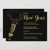 Vin pétillant Nouvel An Invitation (Devant / Derrière)