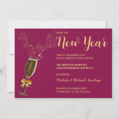 Vin pétillant Nouvel An Invitation (Devant)