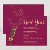 Vin pétillant Nouvel An Invitation (Devant / Derrière)