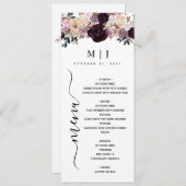 Vin Plum Mauve Automne Floral Menu Mariage (Devant / Derrière)