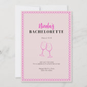 Vin rose Bachelorette Party Invitation Itinéraire (Devant)