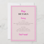 Vin rose Bachelorette Party Invitation Itinéraire (Dos)