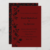 Vin rose foncé Gothique Mariage Invitations (Devant / Derrière)