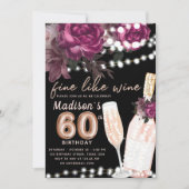 Vin rose Luxe 60e anniversaire Invitation (Devant)